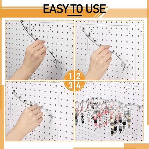 Yaocom 20 Pcs Peg Board Waterfall Hook Shelving Hooks Metal 7 Station Pegboard Display Hooks Wall Hangers Face Out Hook Fit 1/4" Pegboard for Garage Kitchen Store (Silver) in Saudi Arabia
