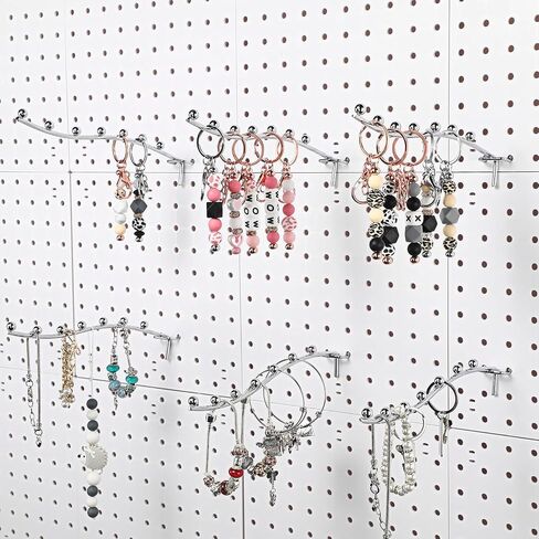 Yaocom 20 Pcs Peg Board Waterfall Hook Shelving Hooks Metal 7 Station Pegboard Display Hooks Wall Hangers Face Out Hook Fit 1/4" Pegboard for Garage Kitchen Store (Silver) in Saudi Arabia
