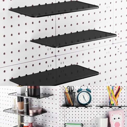 Weysat 4 Pack Pegboard Shelves Peg Board Organizer Shelves Pegboard Accessories for Craft Room Home Garage Nursery Workbench Kitchen, 10 x 5 Inch Pegboard Plastic Tray for Organizing Tools in Saudi Arabia