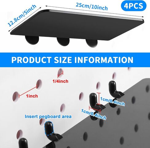 Weysat 4 Pack Pegboard Shelves Peg Board Organizer Shelves Pegboard Accessories for Craft Room Home Garage Nursery Workbench Kitchen, 10 x 5 Inch Pegboard Plastic Tray for Organizing Tools in Saudi Arabia