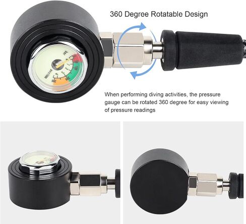 Professional Diving Pressure Gauge, Scuba Diving Pressure Gauge Luminous Submersible Pressure Gauge with High Pressure Hose for BCD Regulator Underwater Diving Equipment (80cm) in Saudi Arabia