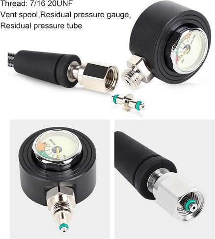 Professional Diving Pressure Gauge, Scuba Diving Pressure Gauge Luminous Submersible Pressure Gauge with High Pressure Hose for BCD Regulator Underwater Diving Equipment (80cm) in Saudi Arabia
