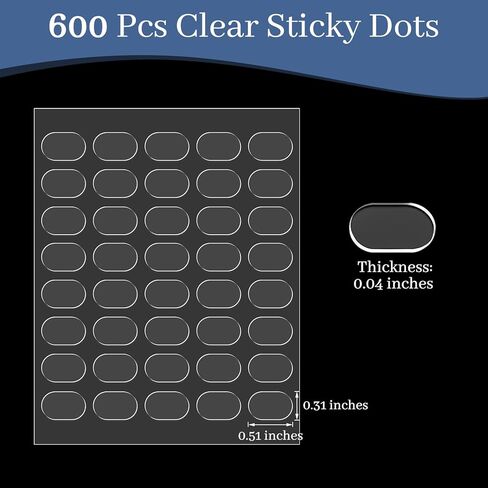 DLOnline 600Pcs Clear Double Sided Sticky Dots, Removable Museum Gel, Sticky Tack, Mounting Putty, Museum Putty, Poster Putty for Wall Hanging of Blind Box Dolls, 0.31 x 0.51 inches in Kuwait