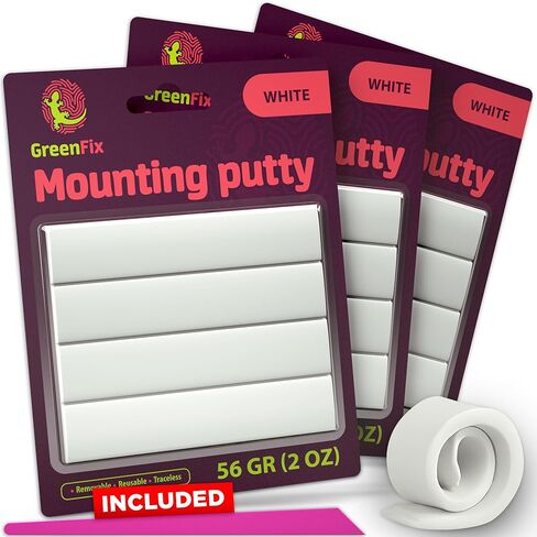 3 Pack GreenFix Mounting Putty 2oz - White Sticky Tack for Wall Hanging - Removable Poster Putty Non Marking - Ticky Tack for Picture Poster Hanging Collectibles Crafting in Kuwait