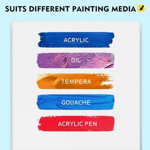 لوحات قماشية من Magicfly، 5x7، 8x10، 9x12، 11x14 مجموعة من 28 لوحة قماشية للرسم، 100% قطن، مع ملصقات ملصقات ولوحة MDF الأساسية، للطلاء الأكريليك، والطلاء الزيتي وسائط فنية جافة ورطبة in Kuwait