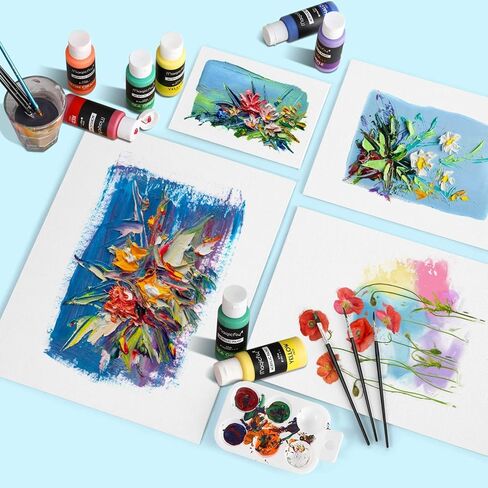 لوحات قماشية من Magicfly، 5x7، 8x10، 9x12، 11x14 مجموعة من 28 لوحة قماشية للرسم، 100% قطن، مع ملصقات ملصقات ولوحة MDF الأساسية، للطلاء الأكريليك، والطلاء الزيتي وسائط فنية جافة ورطبة in Kuwait