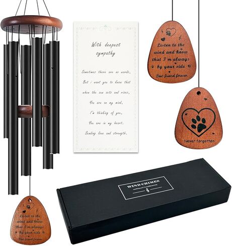 Fhiny Dog Memorial Wind Chime, 28'' Pet Memorial Wind Chimes for Loss of Dog, 6 Tube Metal Wind Chimes Dog Passing Away Gifts with Poem Card Pet Loss Remembrance Gifts Sympathy Gifts for Dog & Cat in Kuwait