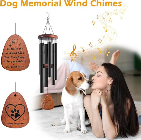 Fhiny Dog Memorial Wind Chime, 28'' Pet Memorial Wind Chimes for Loss of Dog, 6 Tube Metal Wind Chimes Dog Passing Away Gifts with Poem Card Pet Loss Remembrance Gifts Sympathy Gifts for Dog & Cat in Kuwait