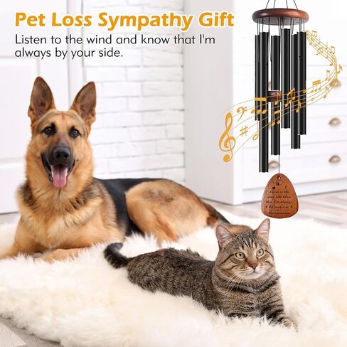 Fhiny Dog Memorial Wind Chime, 28'' Pet Memorial Wind Chimes for Loss of Dog, 6 Tube Metal Wind Chimes Dog Passing Away Gifts with Poem Card Pet Loss Remembrance Gifts Sympathy Gifts for Dog & Cat in Kuwait