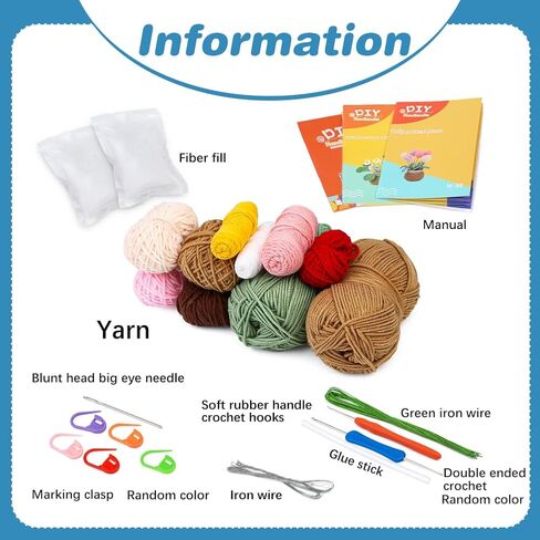 Iuuidu 2PCS Crochet Kits for Beginners, Strawberry Flower Crochet Kit, Crochet Starter Kit Potted Plants with Step-by-Step Video Tutorials for Mother's Day Gift in Kuwait