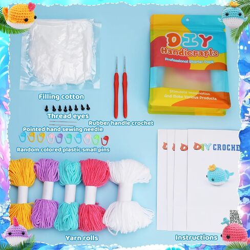 SAMLMAP Crochet Kit for Beginners Adults, Learn to Crochet Kit with Step-by-Step Video Tutorials Amigurumi Animals Kit Octopus Whale Dog and Plants Tulips Sun Flowers in Saudi Arabia