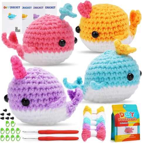 SAMLMAP Crochet Kit for Beginners Adults, Learn to Crochet Kit with Step-by-Step Video Tutorials Amigurumi Animals Kit Octopus Whale Dog and Plants Tulips Sun Flowers in Saudi Arabia