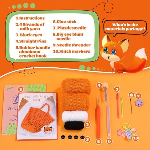 طقم كروشيه للمبتدئين، طقم كروشيه بمقبض حقائب حمل شبكية، طقم كروشيه للمبتدئين للبالغين مع تعليمات خطوة بخطوة لخيوط الكروشيه، مجموعات حيوانات كروشيه لحقيبة تسوق قابلة لإعادة الاستخدام in Kuwait