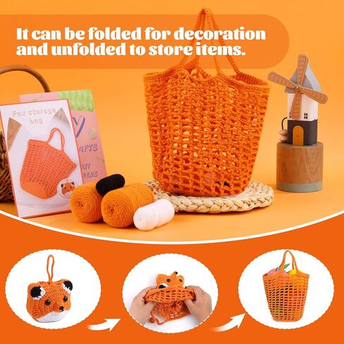 طقم كروشيه للمبتدئين، طقم كروشيه بمقبض حقائب حمل شبكية، طقم كروشيه للمبتدئين للبالغين مع تعليمات خطوة بخطوة لخيوط الكروشيه، مجموعات حيوانات كروشيه لحقيبة تسوق قابلة لإعادة الاستخدام in Kuwait