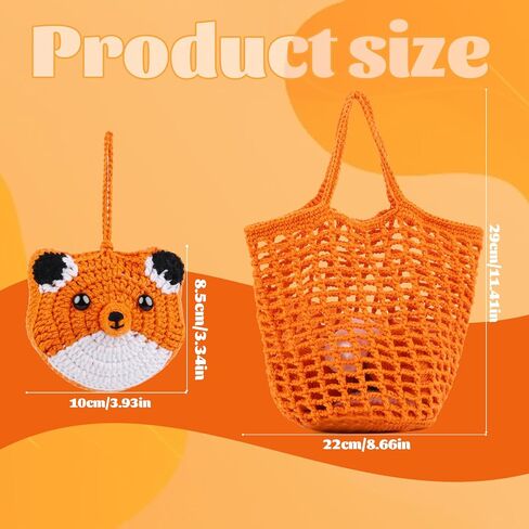 طقم كروشيه للمبتدئين، طقم كروشيه بمقبض حقائب حمل شبكية، طقم كروشيه للمبتدئين للبالغين مع تعليمات خطوة بخطوة لخيوط الكروشيه، مجموعات حيوانات كروشيه لحقيبة تسوق قابلة لإعادة الاستخدام in Kuwait