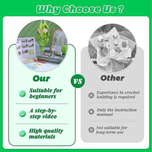 مجموعة نباتات الكروشيه للمبتدئين، مجموعات المبتدئين من الكروشيه مع دروس فيديو ورسومات خطوة بخطوة، 1 نبات معلق بوعاء و1 أوراق نبات مونستيرا، مجموعة أدوات الكروشيه Woobles هدية للبالغين / الأطفال in Kuwait