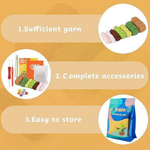 مجموعة نباتات الكروشيه للمبتدئين، مجموعات المبتدئين من الكروشيه مع دروس فيديو ورسومات خطوة بخطوة، 1 نبات معلق بوعاء و1 أوراق نبات مونستيرا، مجموعة أدوات الكروشيه Woobles هدية للبالغين / الأطفال in Kuwait