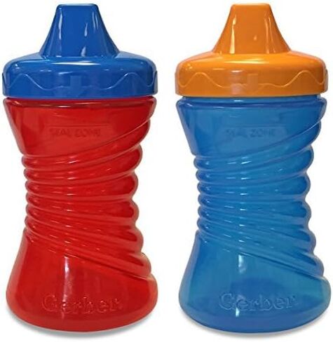Gerber Graduates Fun Grips Hard Spout Spill Proof Sippy Cup (Colors may vary), 10-Ounce, 2 cups – BPA Free, Spill Proof Sippy Cup in Saudi Arabia