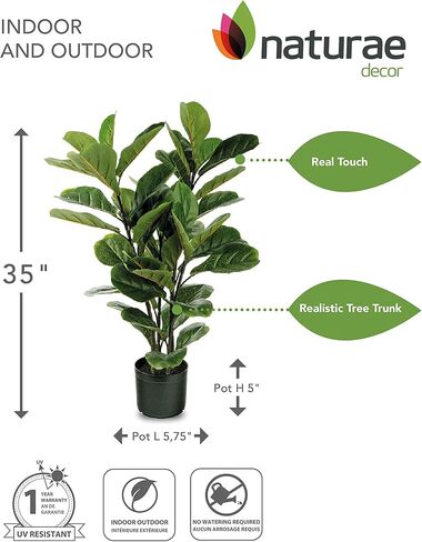 شجرة أوراق الكمان من Naturae Decor - نبات منزلي صناعي داخلي وخارجي نابض بالحياة - مقاوم للأشعة فوق البنفسجية - ارتفاع 35 سم in Kuwait
