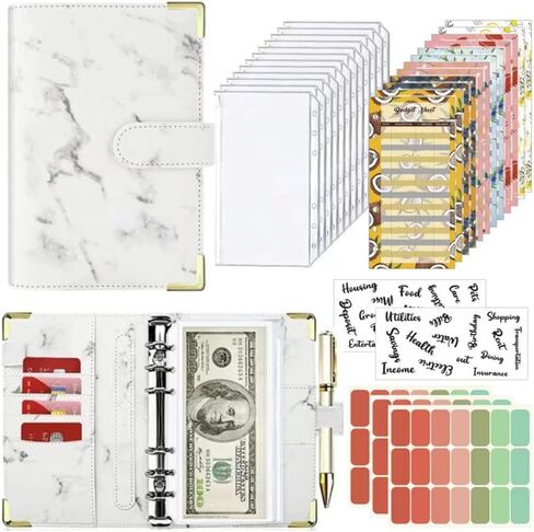 Hailerio Budget Book with Cash envelopes Budget Binder with Zipper Cash Envelopes & Expense Sheets for Budgeting and Saving Money, Money Organizer for Cash with Category Labels (Pink) in Saudi Arabia