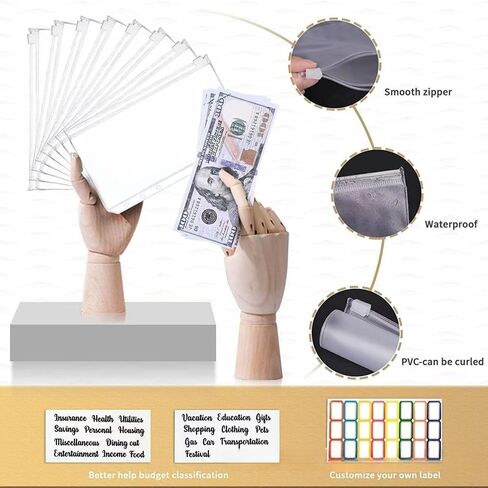 Hailerio Budget Book with Cash envelopes Budget Binder with Zipper Cash Envelopes & Expense Sheets for Budgeting and Saving Money, Money Organizer for Cash with Category Labels (Pink) in Saudi Arabia
