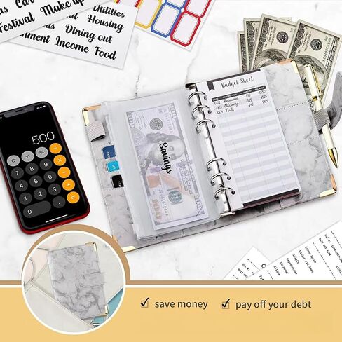 Hailerio Budget Book with Cash envelopes Budget Binder with Zipper Cash Envelopes & Expense Sheets for Budgeting and Saving Money, Money Organizer for Cash with Category Labels (Pink) in Saudi Arabia