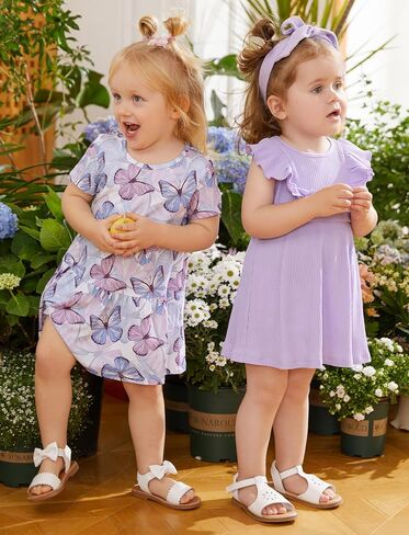 PATPAT Baby Toddler Girl Dresses Infant Ruffle & Short Sleeveless 2 Pack Summer Dress Casual Party Dress in Saudi Arabia
