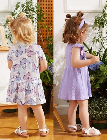 PATPAT Baby Toddler Girl Dresses Infant Ruffle & Short Sleeveless 2 Pack Summer Dress Casual Party Dress in Saudi Arabia
