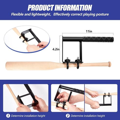 Meooeck Baseball Swing Trainer Softball Batting Hitting Training Aid Tool Metal Baseball Batting Practice Trainer for Kids Boys Girls Baseball Players Barrel Control Training Device Accessories, Black in Saudi Arabia