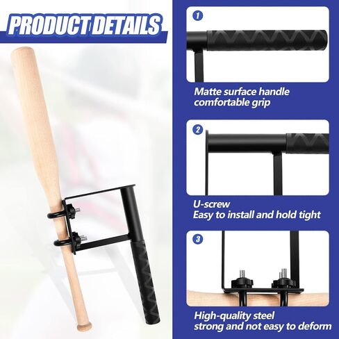 Meooeck Baseball Swing Trainer Softball Batting Hitting Training Aid Tool Metal Baseball Batting Practice Trainer for Kids Boys Girls Baseball Players Barrel Control Training Device Accessories, Black in Saudi Arabia