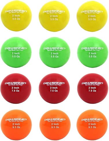 PowerNet Micro 2" Weighted Training Balls 12 Pack Complete Set | 4 Weights - 3.5, 5.5, 7.5, 9.5 oz | Enhance Hand-Eye Coordination | Undersized Golf Ball Size | Build Strength and Muscle in Saudi Arabia