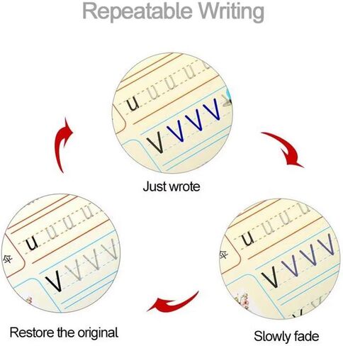 4 Pack Practice Copybook That Can Be Reused, Calligraphy Set for Kids Number Math Drawing Alphabet Handwriting Book,Repeatedly Letter Writing Copybook in Kuwait