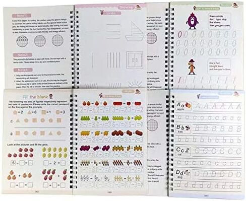 4 Pack Practice Copybook That Can Be Reused, Calligraphy Set for Kids Number Math Drawing Alphabet Handwriting Book,Repeatedly Letter Writing Copybook in Kuwait