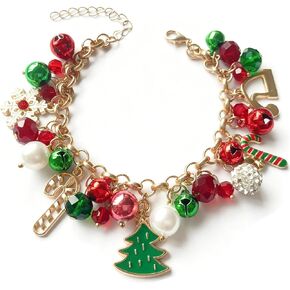 Christmas Charm Bracelet for Women – Festive Holiday Bracelet with Tree & Snowflake Charms, Gift-Ready with Merry Christmas Card, Stocking Stuffers, White Elephant Gifts for Women Teen Girls in Kuwait