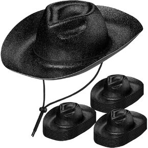 24Pcs Western Cowgirl Hats Bulk New Year 2026 Eve Party Supplies Plastic Neon Glitter Cowboy Party Hat for Men Women in Saudi Arabia