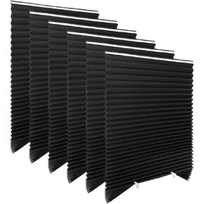 Blackout Paper Window Blinds 36" x 72" - 6 Pack Temporary Cordless Stick On Self-Adhesive No Drill Shades, Darkening Pleated Cover for Bedroom, Kitchen, Patio Door (Black, 100% Paper Material) in Saudi Arabia