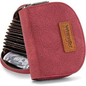 Montana West Wrangler Credit Card Holder for Women Small RFID Blocking Wallet Floral Tooling Coin Purse Coffee in Saudi Arabia