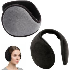 قطعتان من أغطية الأذن الشتوية، أغطية أذن دافئة للرجال والنساء، أغطية أذن مبطنة بالصوف الناعم للطقس البارد، أسود ورمادي in Kuwait