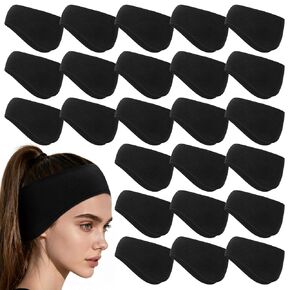 24 Pcs Ear Warmer Headband Bulk, Winter Warm Earmuffs for Men Women Black Polyester Elastic Ear Covers Headband for Cycling, Running, Outdoor Sports in Cold Weather in Kuwait