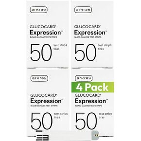 ARKRAY GLUCOCARD Expression Blood Glucose Test Strips - No Coding, 0.8 Microliter & Fast 6-Second Results - Compatible with GLUCOCARD Expression Blood Glucose Meter - 200 Count (4 Packs of 50) in Saudi Arabia