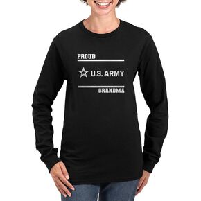 تي شيرت CafePress Proud Army Grandma باللون الأبيض بأكمام طويلة وياقة دائرية وأكمام طويلة in Kuwait