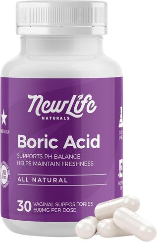 NewLife Naturals - Boric Acid Suppositories for Women pH Balance Pills - 600mg - Feminine Care - Vaginal Odor Itching Discharge BV | Made in USA | 30 Capsules in Saudi Arabia