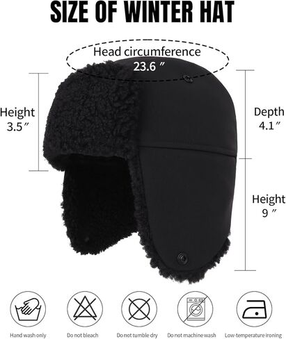 قبعة Ushanka Trapper دافئة للرجال للجنسين في الهواء الطلق في فصل الشتاء قبعة صيد طاردة للماء مع غطاء أذن من الفرو الصناعي in Kuwait
