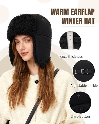 قبعة Ushanka Trapper دافئة للرجال للجنسين في الهواء الطلق في فصل الشتاء قبعة صيد طاردة للماء مع غطاء أذن من الفرو الصناعي in Kuwait
