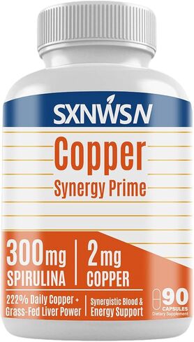Copper Synergy Prime - 5-in-1 Copper Supplements with Beef Liver & Spirulina - Boosts Energy Nourishes Body & Antioxidant | 90 Capsules in Saudi Arabia