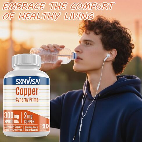 Copper Synergy Prime - 5-in-1 Copper Supplements with Beef Liver & Spirulina - Boosts Energy Nourishes Body & Antioxidant | 90 Capsules in Saudi Arabia