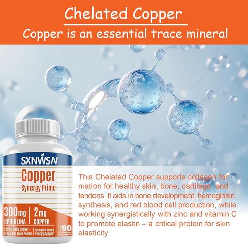 Copper Synergy Prime - 5-in-1 Copper Supplements with Beef Liver & Spirulina - Boosts Energy Nourishes Body & Antioxidant | 90 Capsules in Saudi Arabia