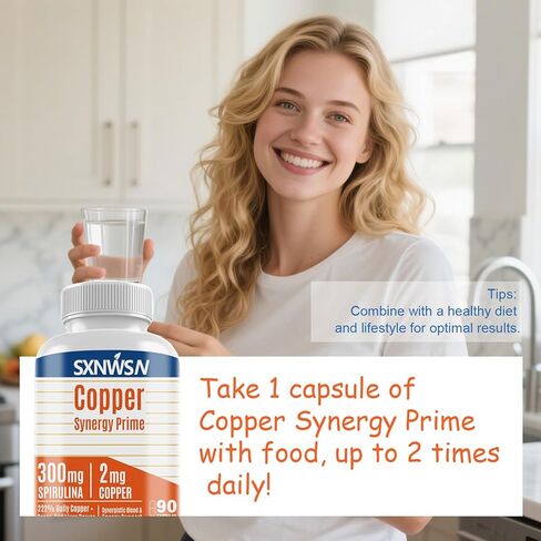 Copper Synergy Prime - 5-in-1 Copper Supplements with Beef Liver & Spirulina - Boosts Energy Nourishes Body & Antioxidant | 90 Capsules in Saudi Arabia