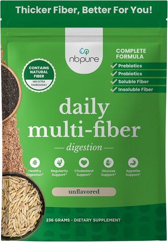 nbpure Daily Multi-Fiber Fiber Supplement, Premium All-Natural Soluble and Insoluble Fiber, Prebiotics & Probiotics, Coconut Lime Flavor- 15 Individual Serving Stick Packs in Kuwait