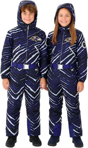 Zubaz NFL Boys and Girls Kids Youth Unisex Zebra Team Color Tundra Tux Snowsuit Jr (Small - X-Large) in Saudi Arabia